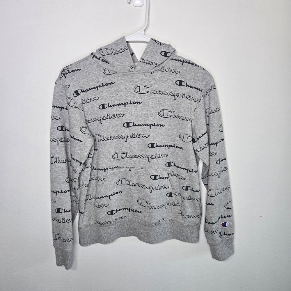 Champion Boys Size Large Hoodie. Gray In Color